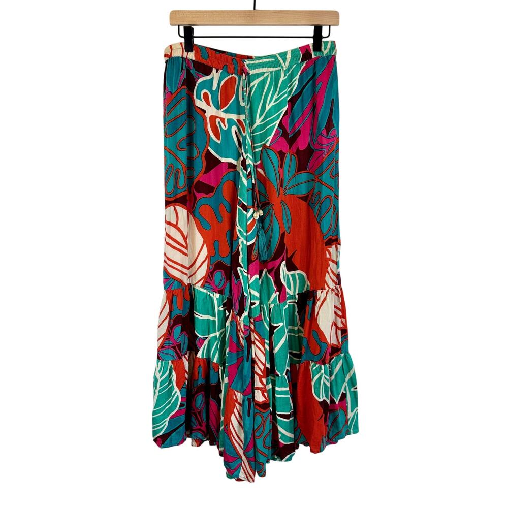 True Destination Large Resort Wear Tropical Wide Leg Pants Boho Beach